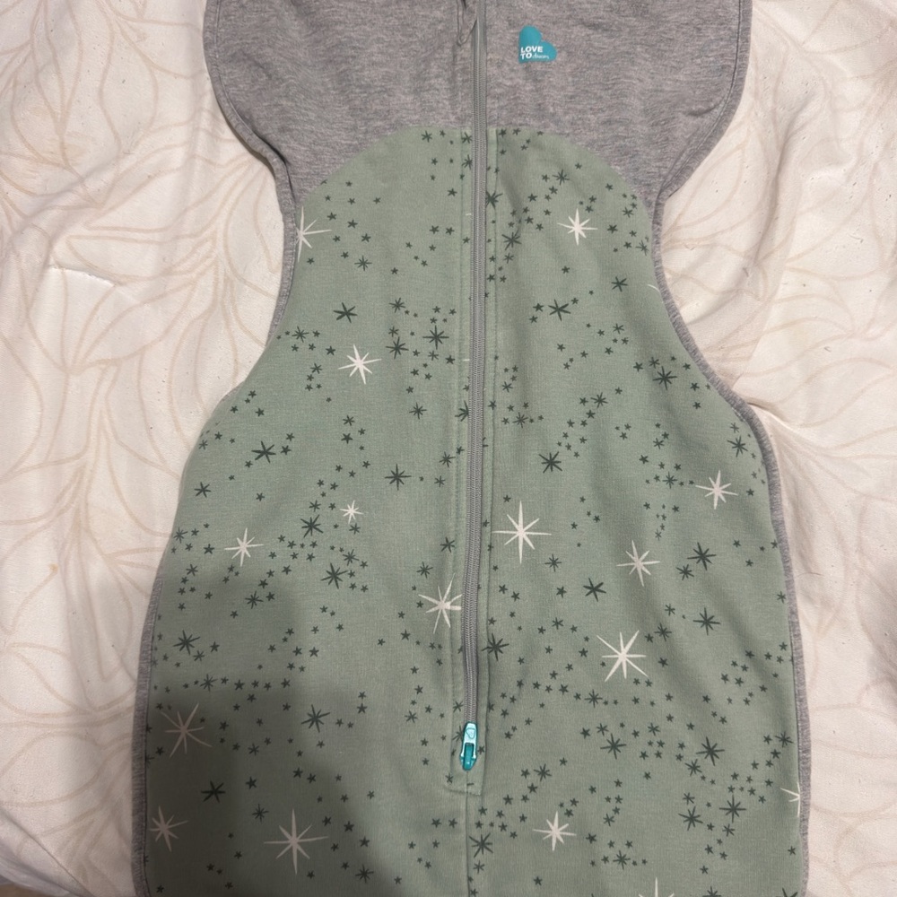 Love To Dream Gray and Green Starry Swaddle